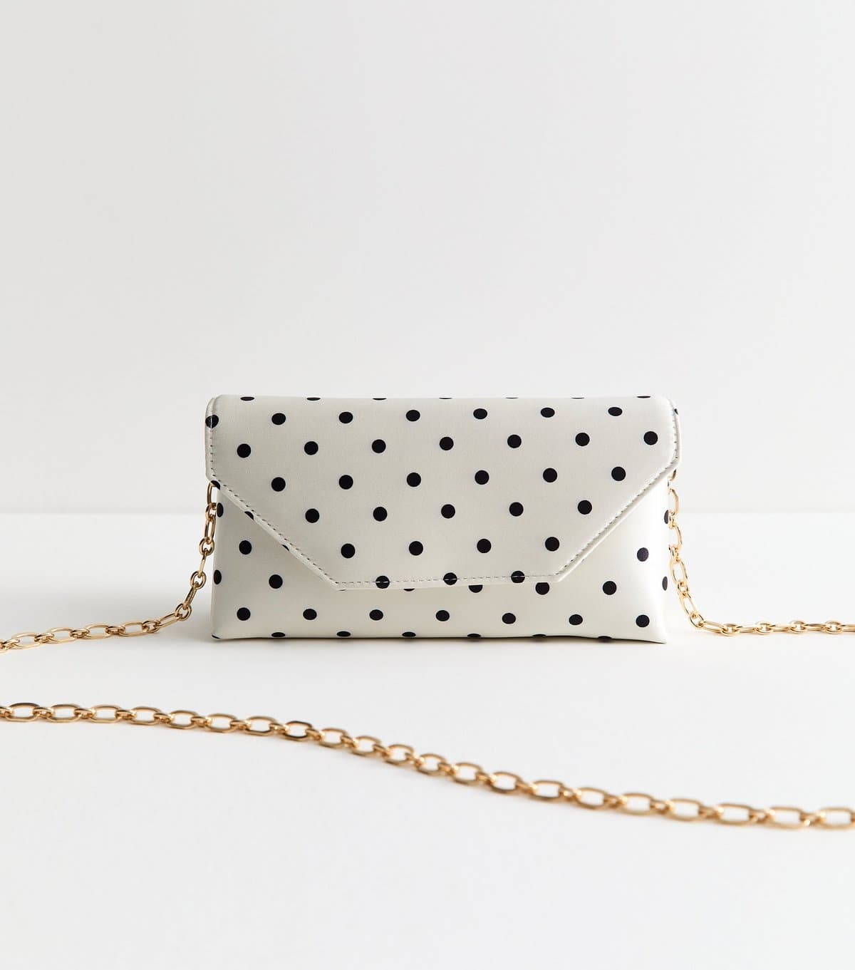 New Look New Look Black Polka Dot Envelope Clutch Bag