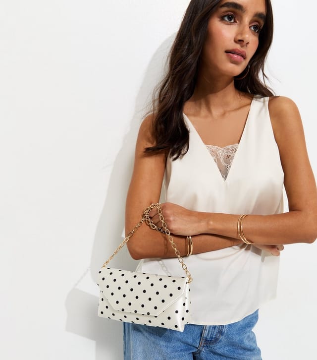 New Look Black Polka Dot Envelope Clutch Bag New Look - 2