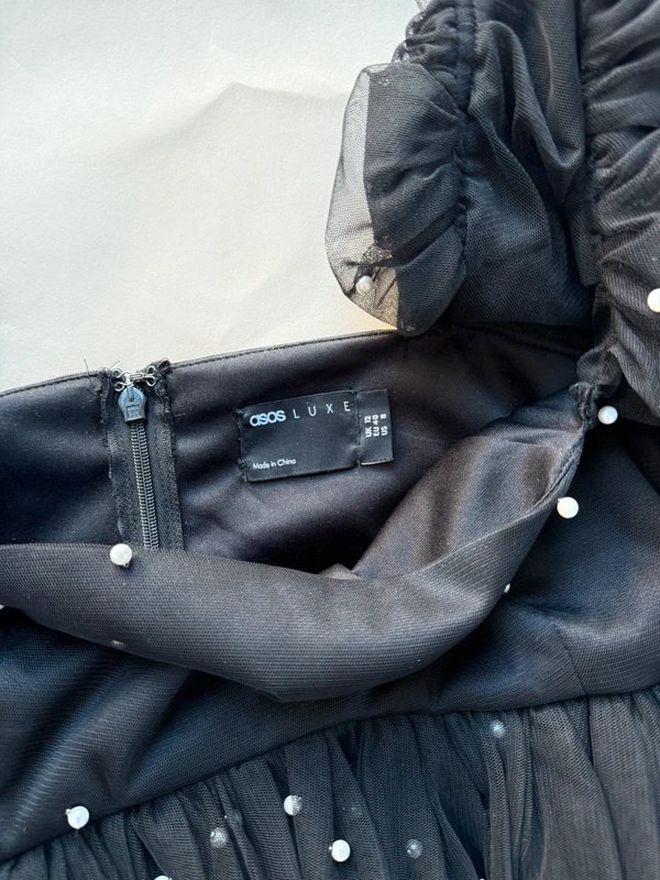 Asos luxe ASOS Luxe Black Tulle Babydoll Dress with Pearls - 1