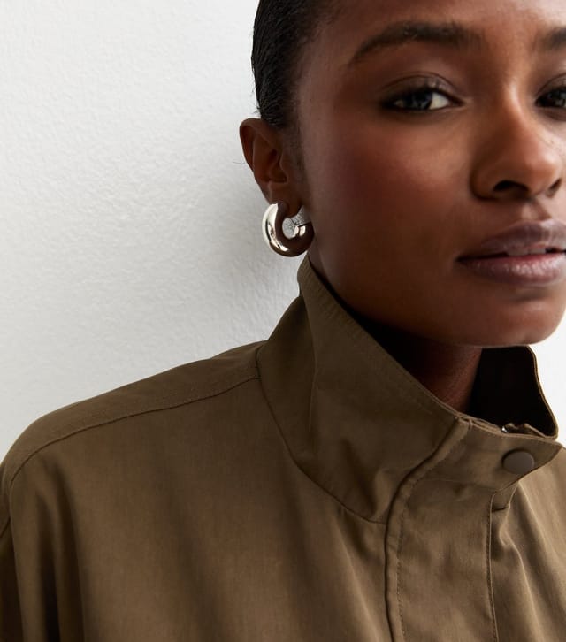 New Look Women's Khaki Brown High Neck Bubble Hem Jacket New Look - 3