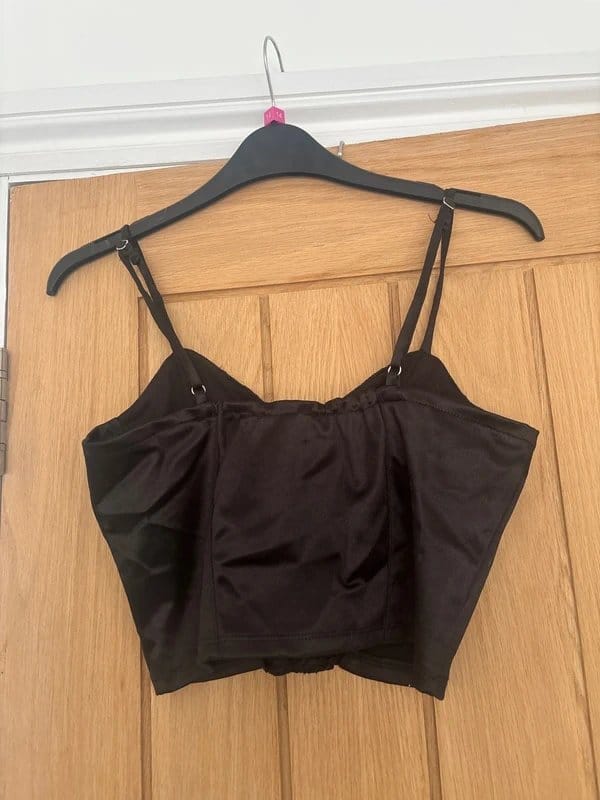 New Look Black Silk Cropped Top