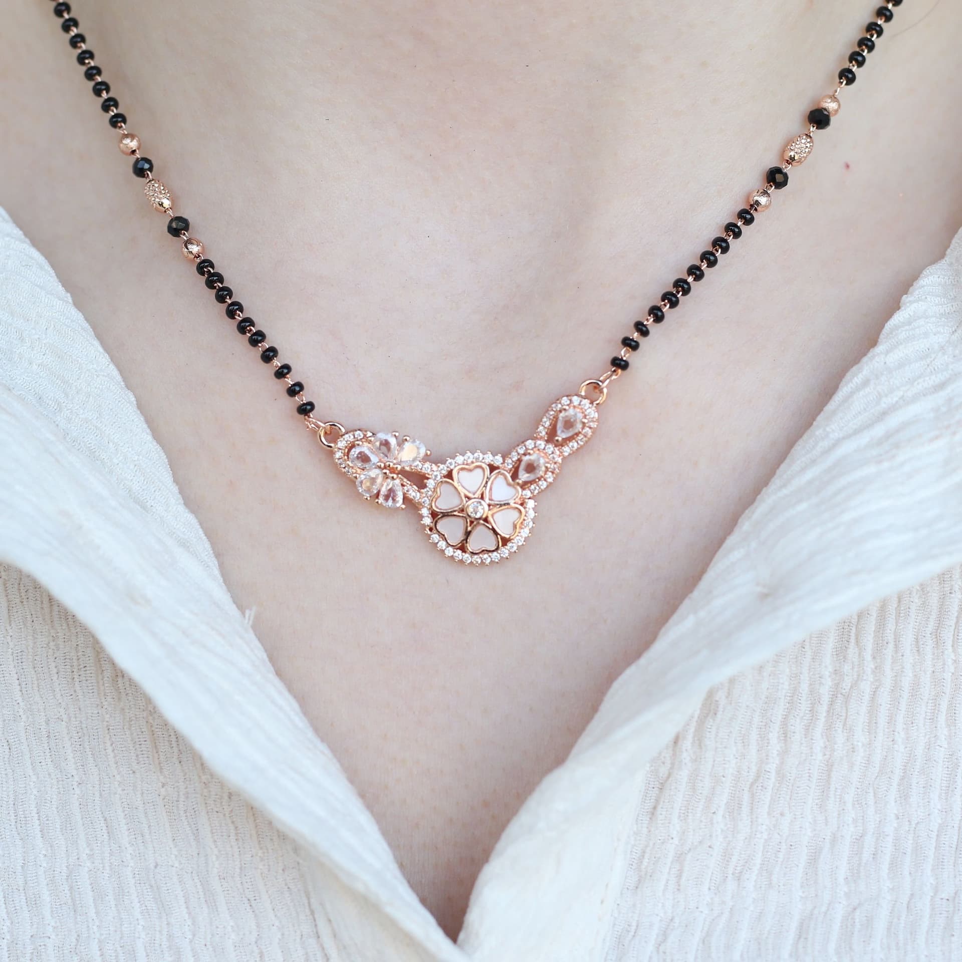 The Colourful Aura The Colourful Aura Rose Gold Mangalsutra Necklace