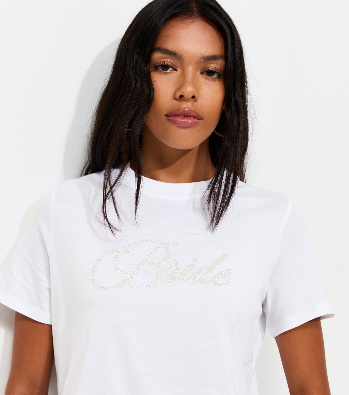 New Look White Cotton Bride Print T-Shirt