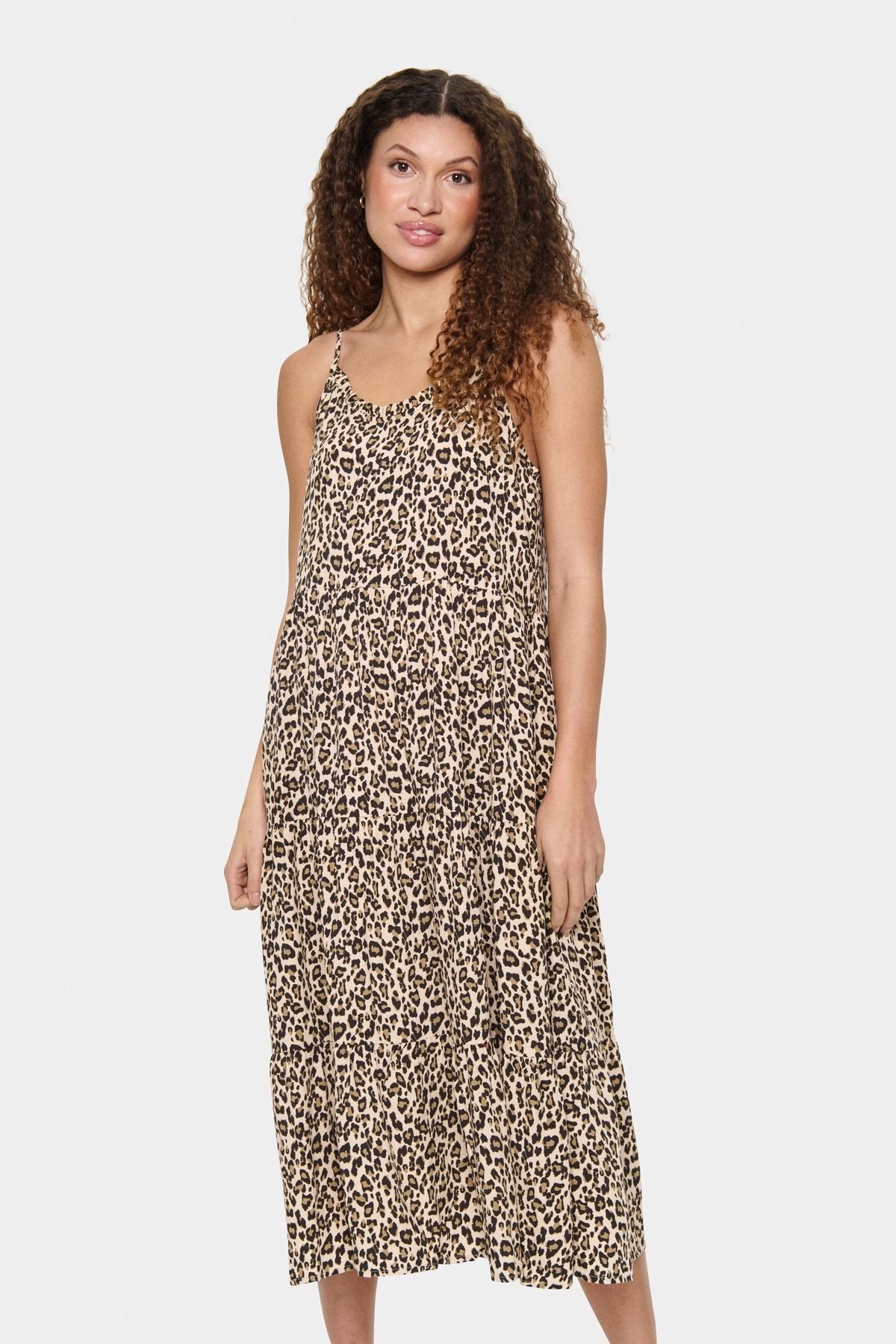 Saint Tropez Saint Tropez Women's Eda Spaghetti Straps A-line Midi Dress in Beige - 3