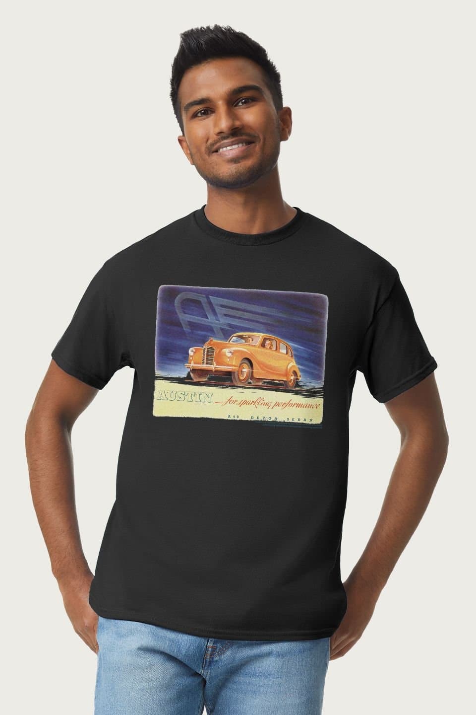 Austin Austin Black Cotton Retro T-Shirt