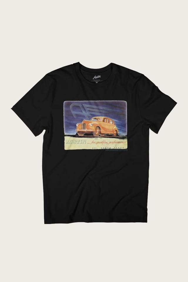 Austin Austin Men's A40 Devon Retro Ad British Motor Heritage T-Shirt in Black - 2