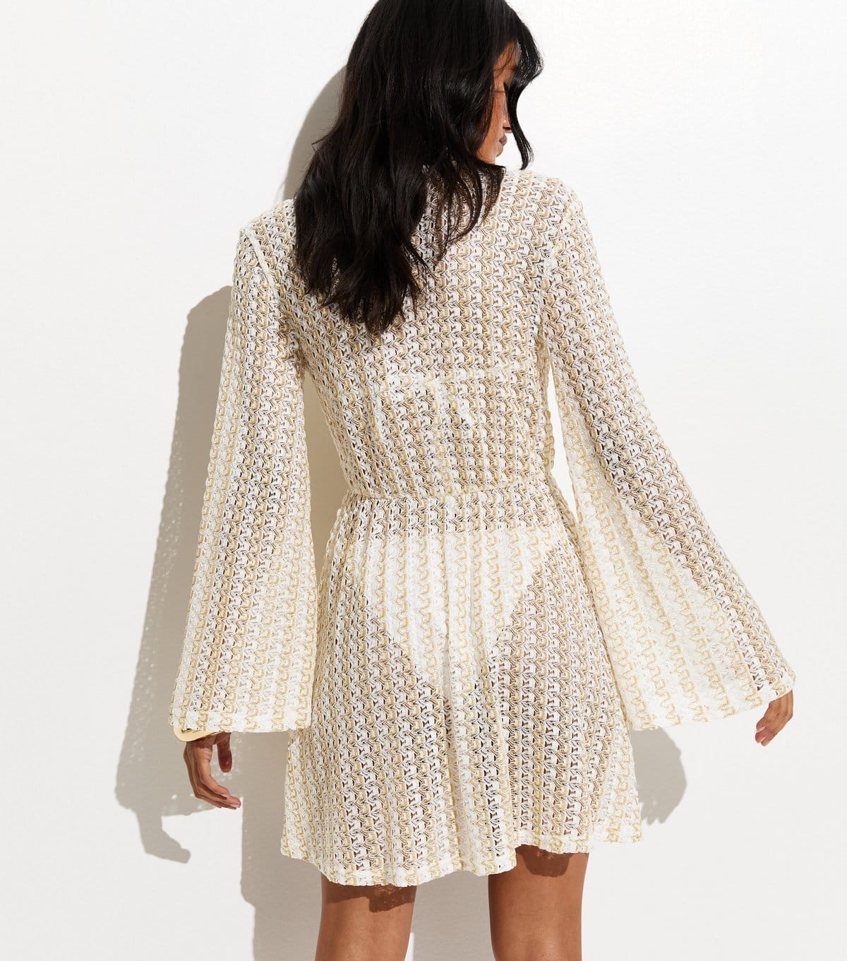 New Look Women's Gold Semi Sheer Lace Beach Kaftan Dress New Look - 4