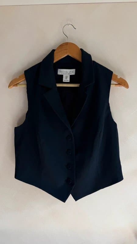 Rachel Zoe Rachel Zoe Black Tailored Waistcoat Vest Sleeveless Blazer UK S Smart Office