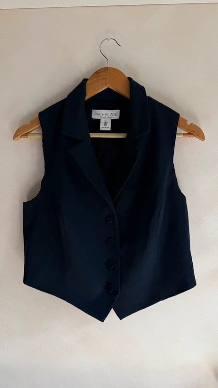 Rachel Zoe Rachel Zoe Black Tailored Waistcoat Vest Sleeveless Blazer UK S Smart Office - 1