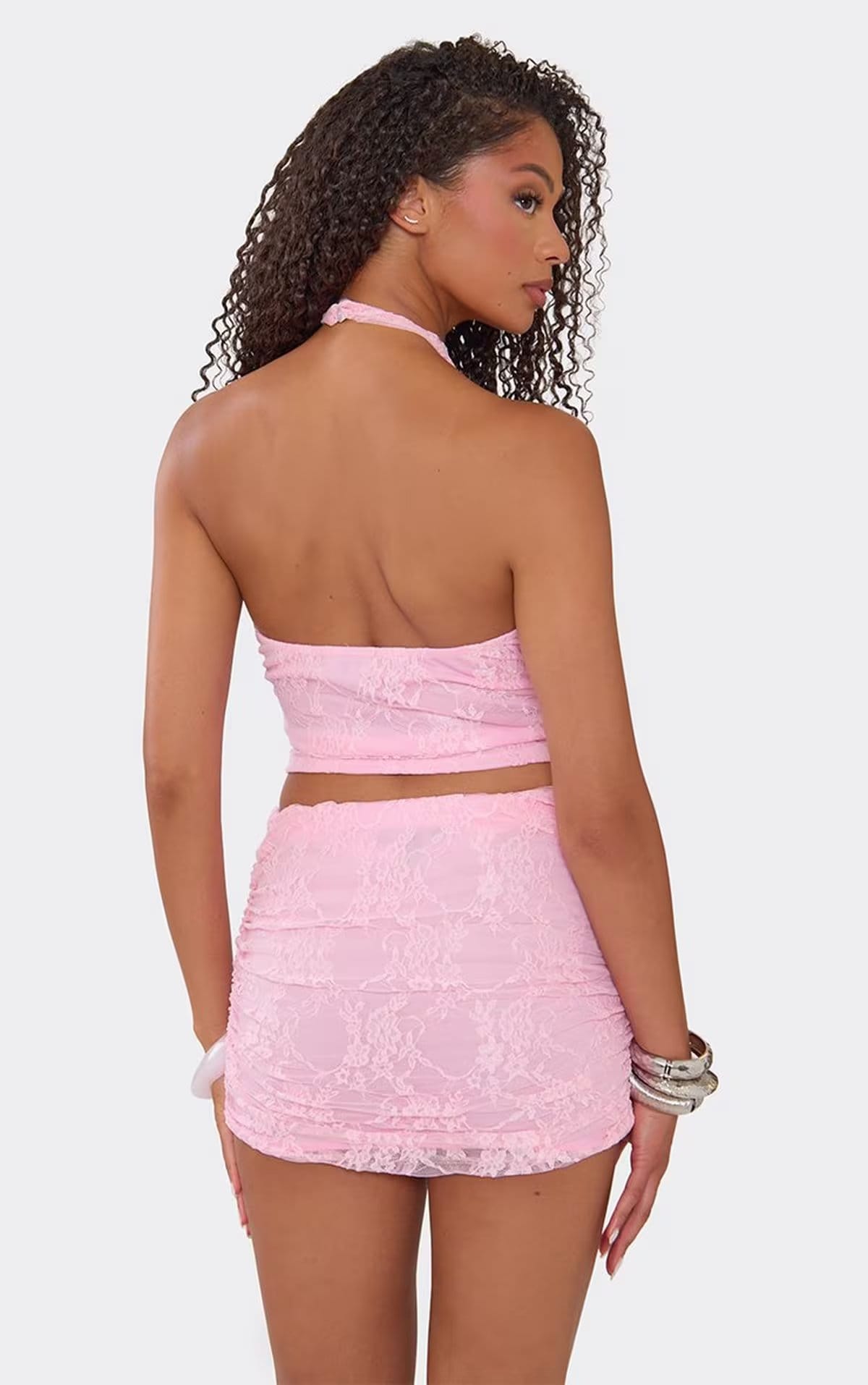 EGO Pink Lace Keyhole Crop Top