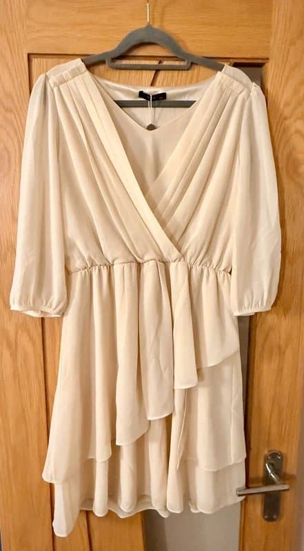 Soma SOMA Cream Layered Chiffon Dress – Size M/L – Elegant Occasion Dress