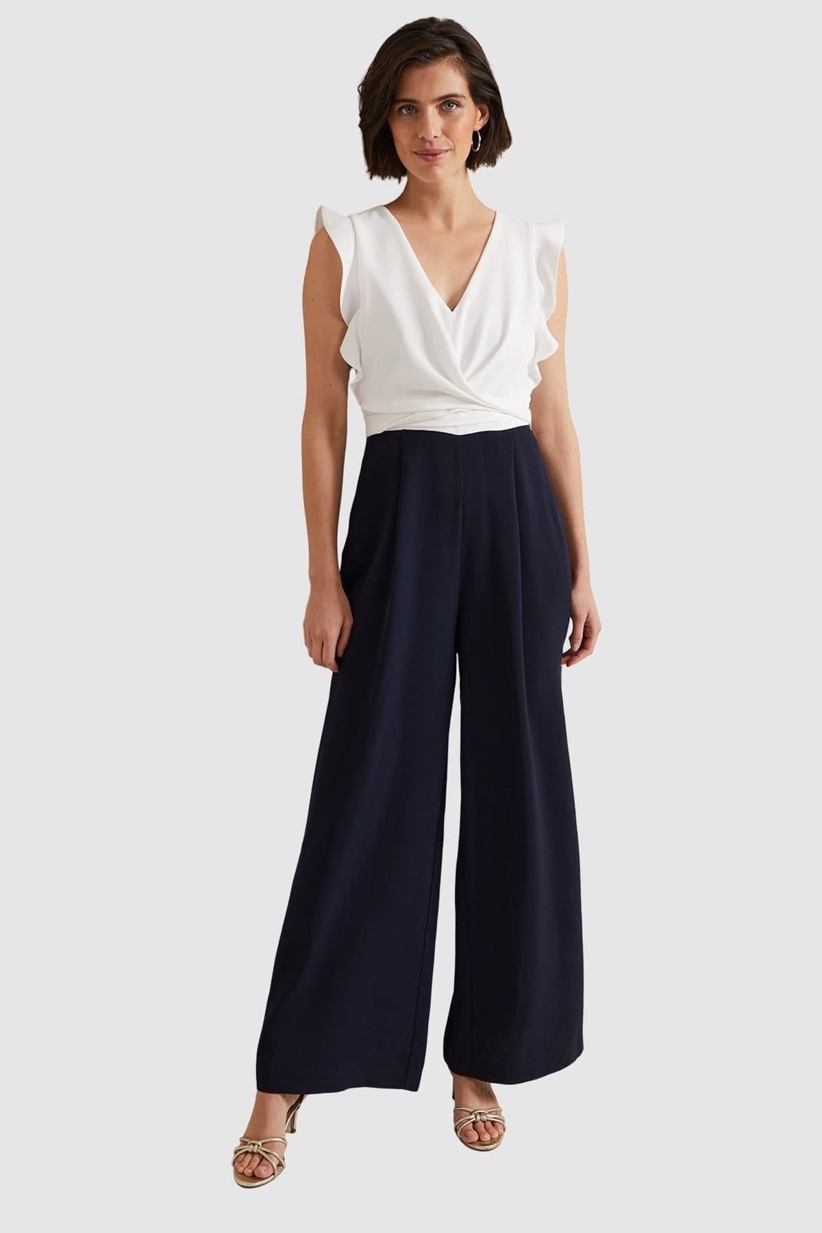 Phase Eight Phase Eight Women's Ayla Ruffle Wrap Jumpsuit in Dark Navy