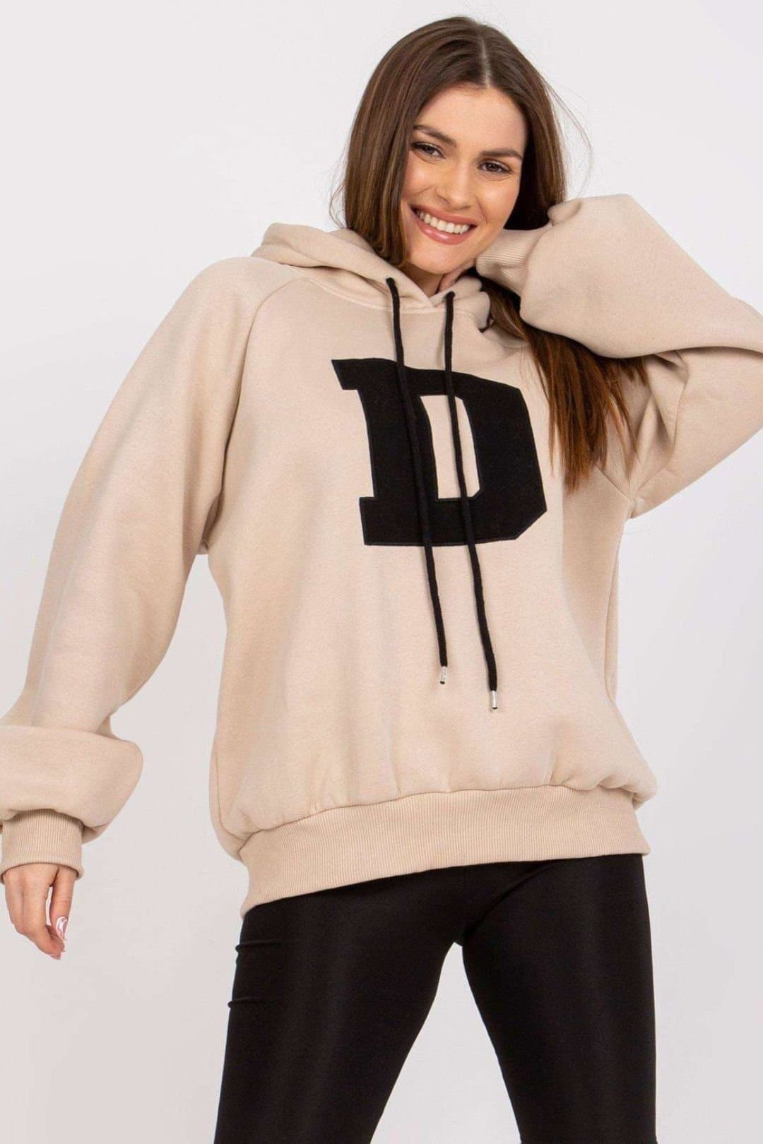 Love Lace Love Lace Beige Long Sleeve Hooded Sweatshirt
