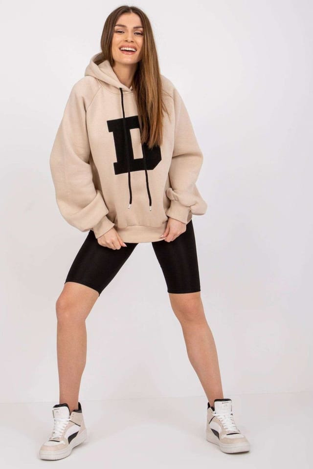 Love Lace Love Lace Women's Long Sleeve Hooded Sweatshirt for Cool Mornings in Beige - 2