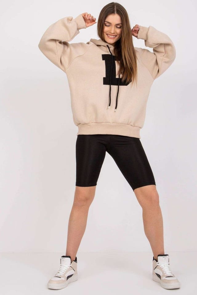 Love Lace Love Lace Women's Long Sleeve Hooded Sweatshirt for Cool Mornings in Beige - 3