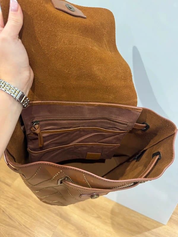 And/Or AND/OR Brown Leather Stud Detail Tote Backpack