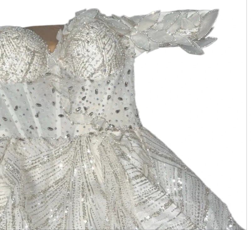 Bespoke Bespoke Jewelled Off Shoulder Corset Mini Dress UK 10-14 | Bridal Occasion Dress | Embellished