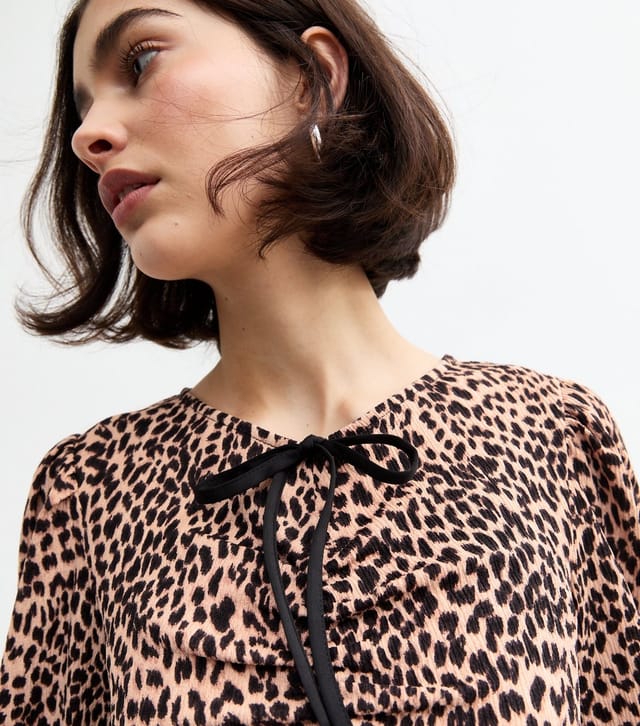 New Look Women's Brown Leopard Print Ruched Mini Dress New Look - 2