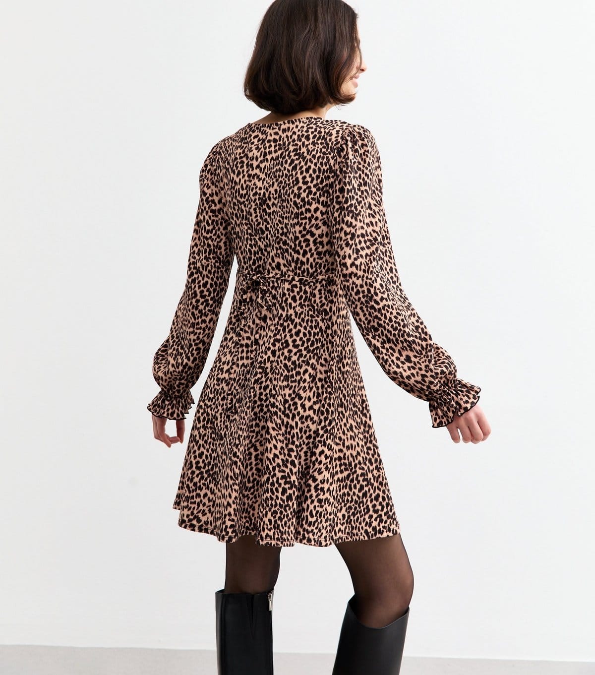 New Look Women's Brown Leopard Print Ruched Mini Dress New Look - 4