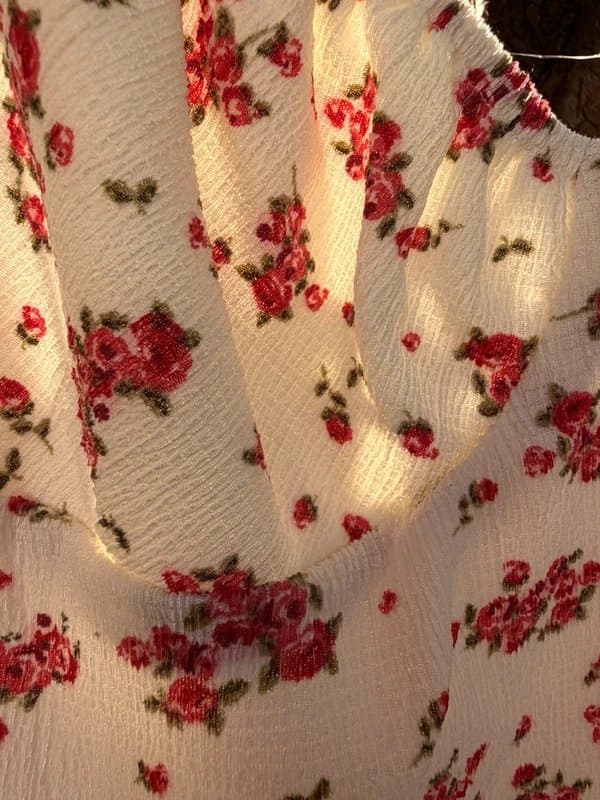 Bershka Bershka cream rose beautiful three quarter lined dress size large