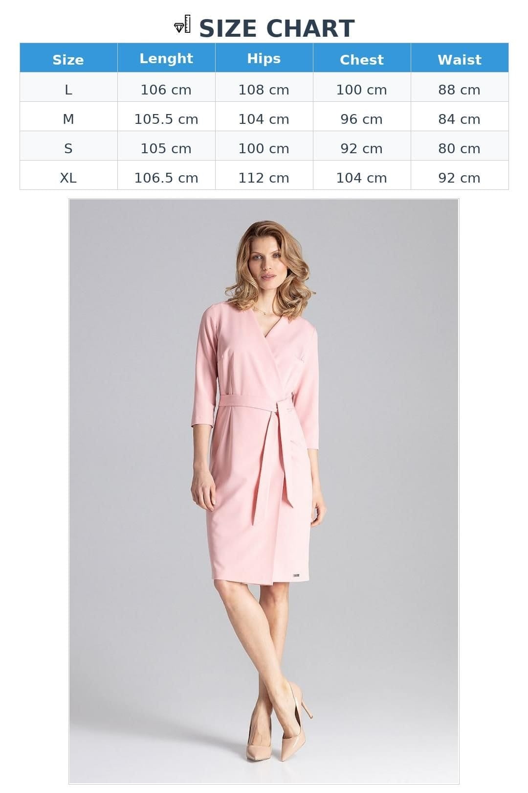 Love Lace Love Lace Women's Classic Envelope Neck Work Dress with Belt in Pink - 4