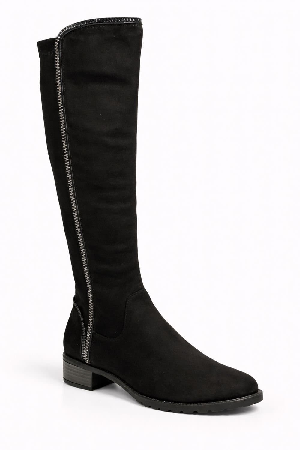 Spot On Spot On Women's Black Suede Over The Knee Boots