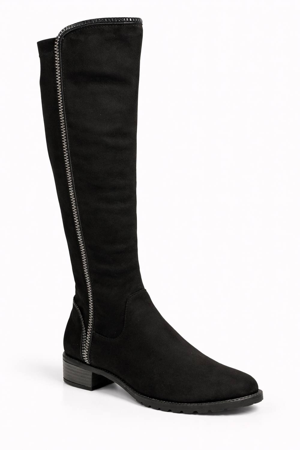 Spot On Spot On Women's Over The Knee Flat Boots with Side Zip in Black - 2