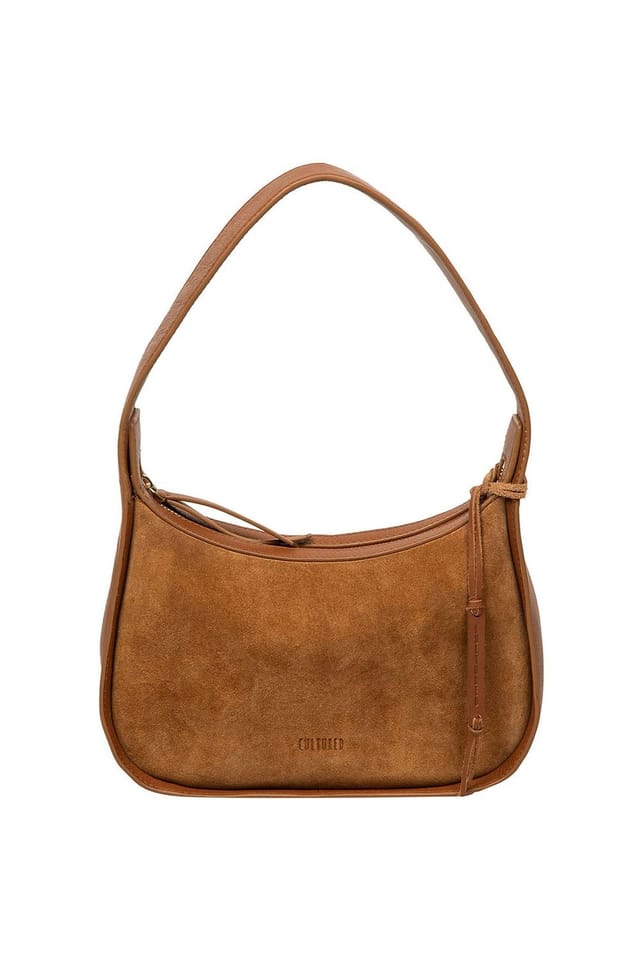 Cultured London Cultured London Women's 'Ciara' Suede & Leather Grab Bag in Tan - 2