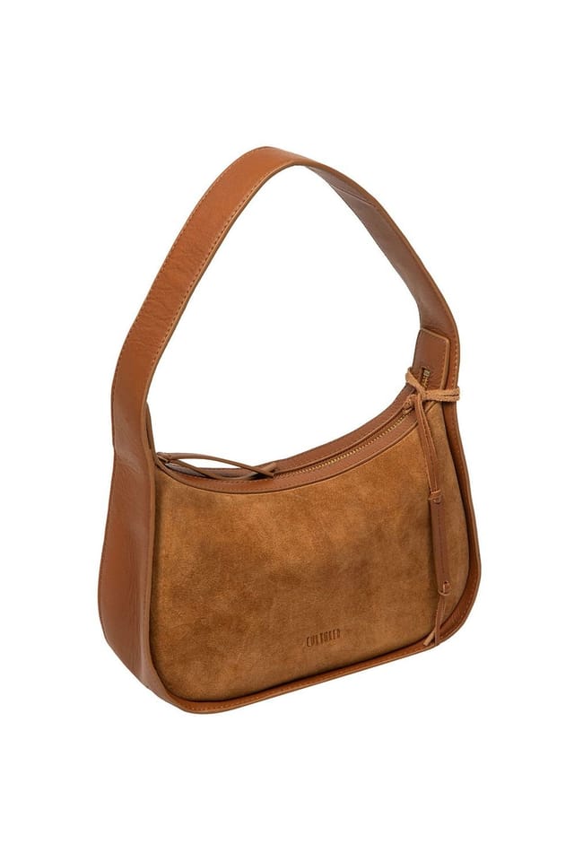 Cultured London Cultured London Women's 'Ciara' Suede & Leather Grab Bag in Tan - 3