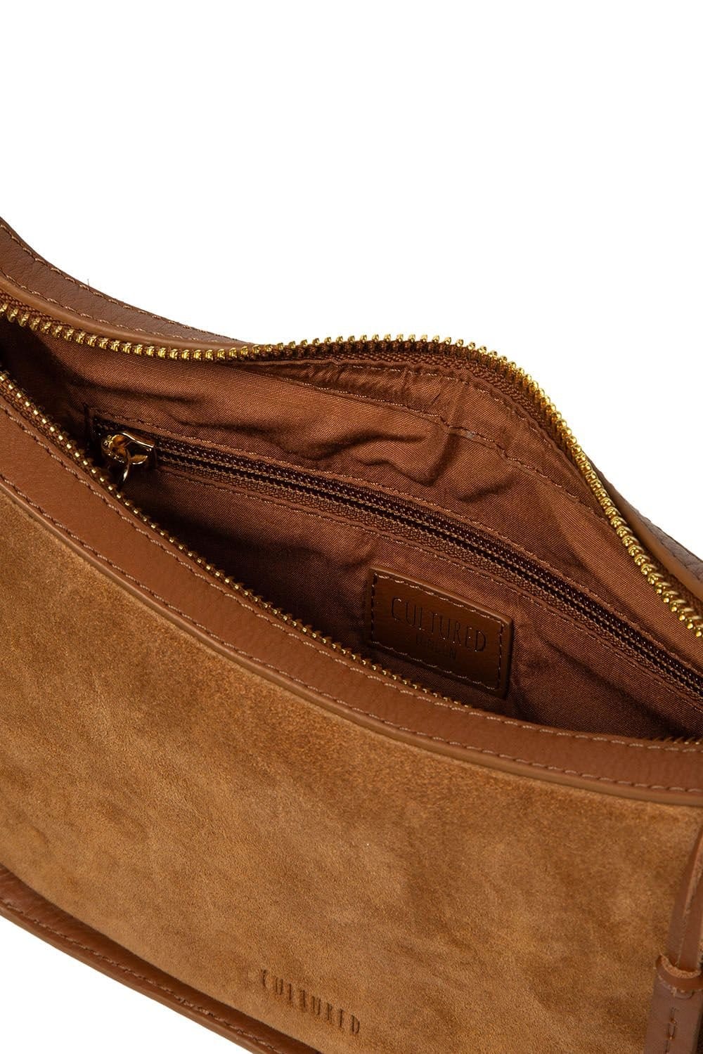 Cultured London Cultured London Women's 'Ciara' Suede & Leather Grab Bag in Tan - 4
