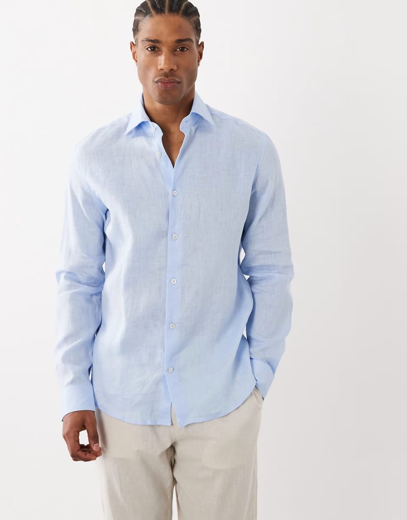 ASOS Mango 100% linen relaxed shirt in pale blue - 1