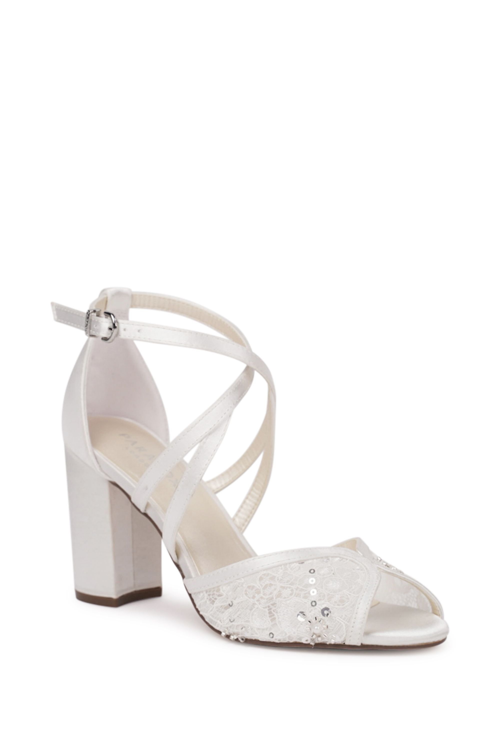Paradox London Paradox London Women's Alessia Lace Embellished Block Heel Wedding Sandals in Ivory - 2