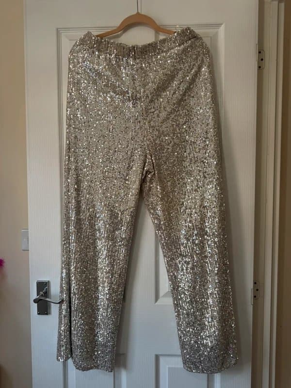 New Look New look Silver Sequin Trousers size 18