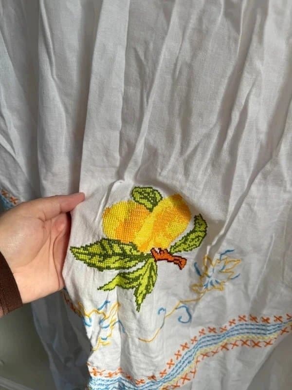 Never Fully Dressed Never Fully Dressed White Cotton Linen Mix Summer Dress with Lemon Print