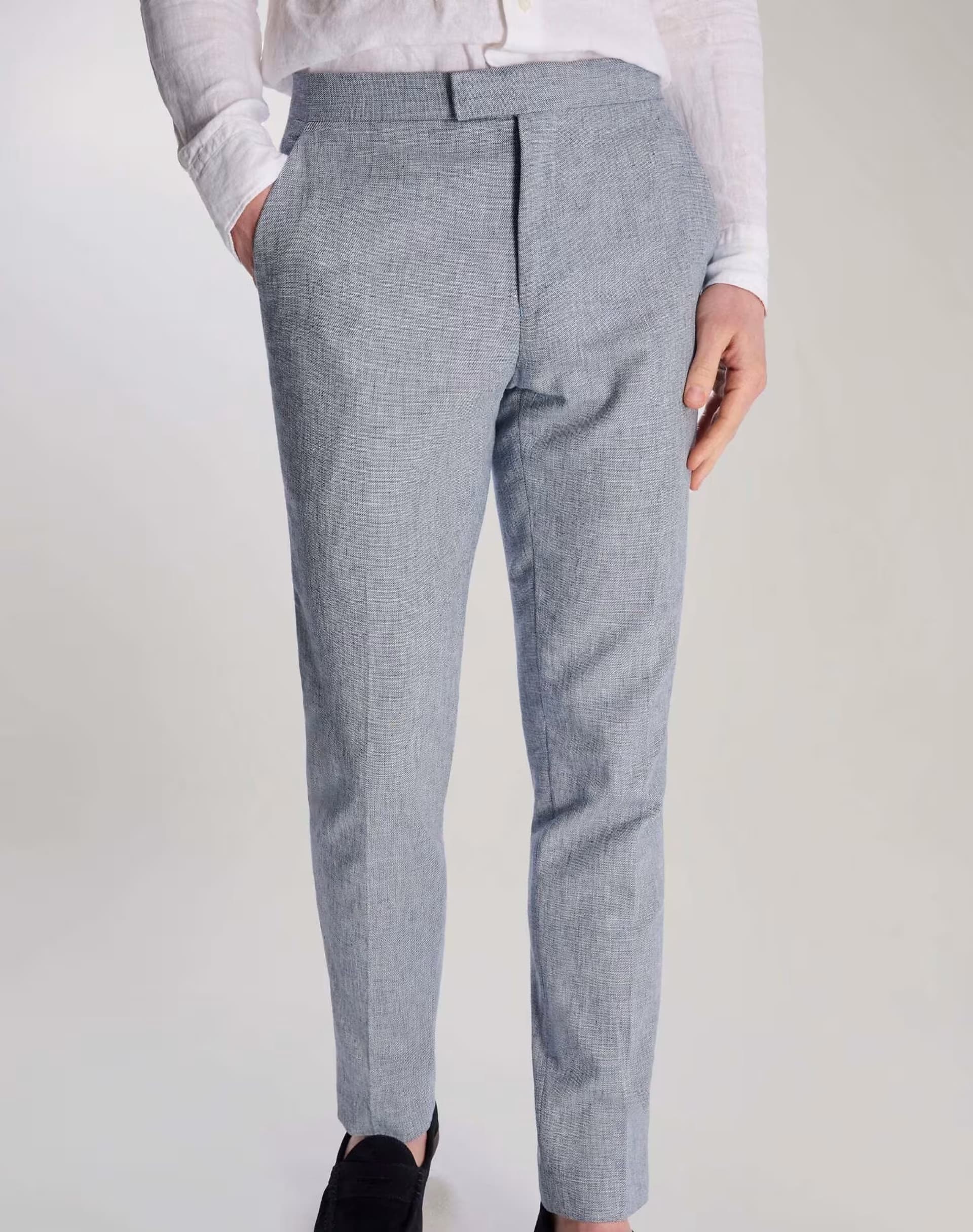 ASOS Harry Brown Giacomo slim fit cotton linen suit trousers in chambray