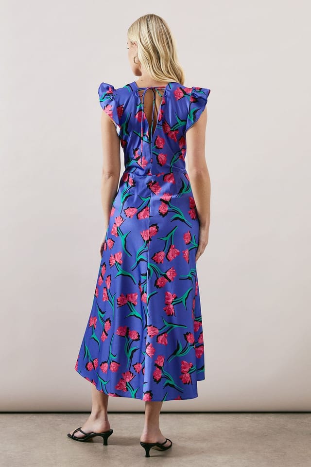 Wallis Wallis Women's Petite Bias Cut Satin V Neck Dress in Purple - 3