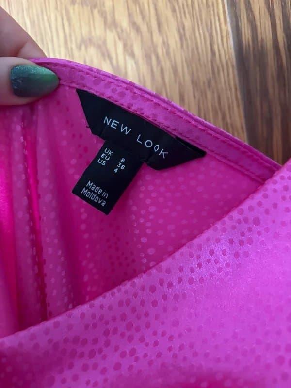 New Look pink satin looking cowl neck midi dress