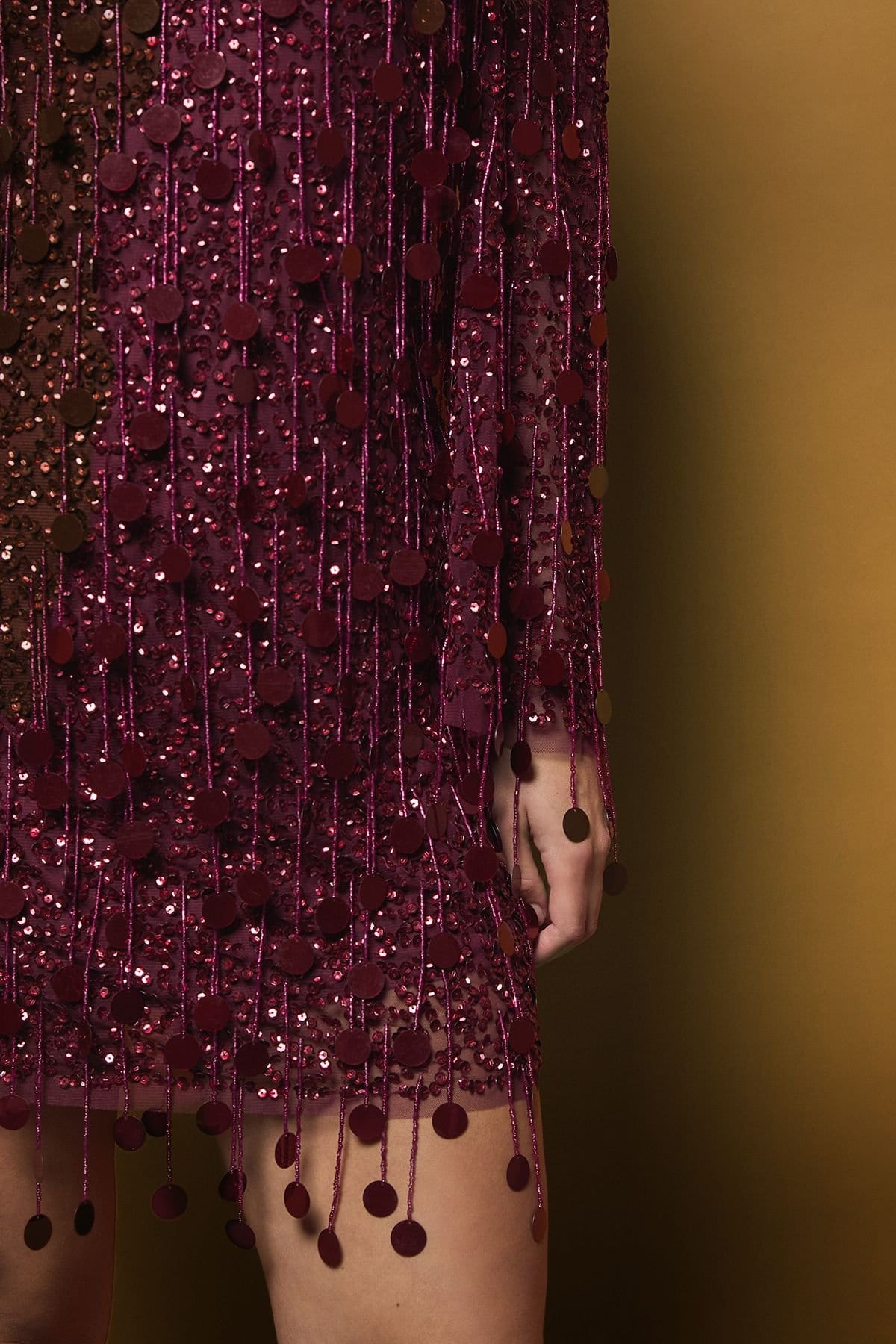 Coast Coast Women's Party Sequin Long Sleeve Mini Dress in Burgundy - 4