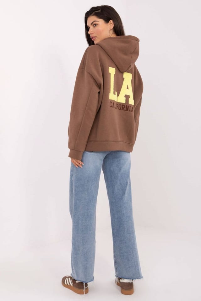 Love Lace Love Lace Women's Embroidered Hooded Cotton Polyester Sweatshirt Style 221696 in Brown - 3