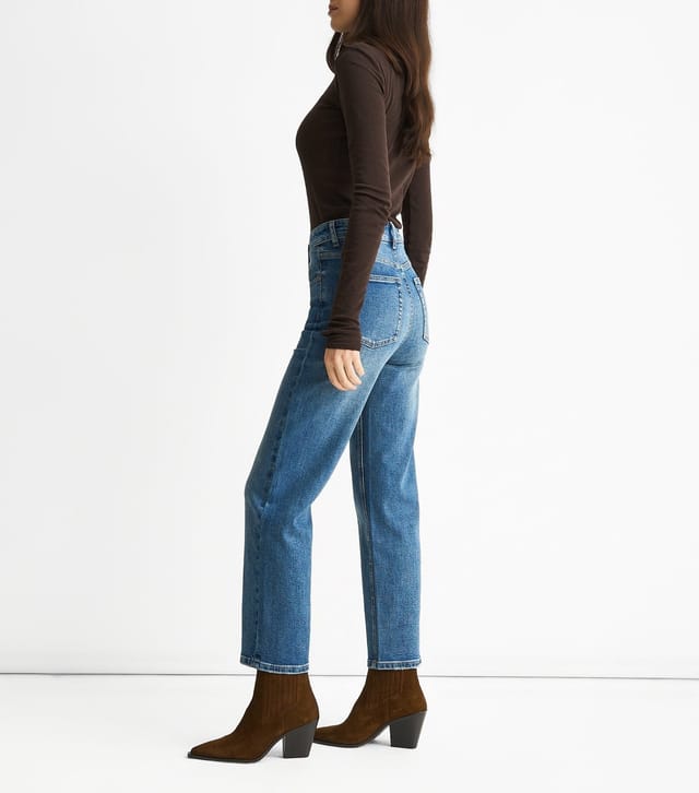 Gini London Women's Blue Mid Rise Straight Leg Jeans Gini London New Look - 3