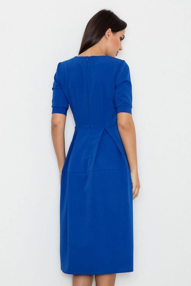 Love Lace Love Lace Women's Long Cotton Dress With Contrast Pleats in Blue - 2