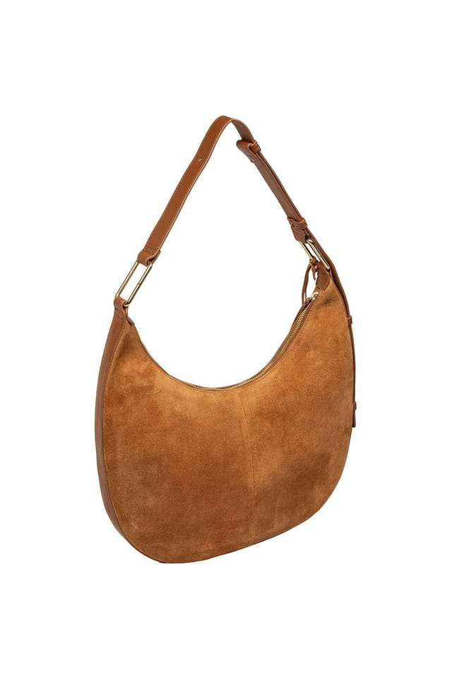 Cultured London Cultured London Women's 'Kacey' Suede & Leather Shoulder Bag in Tan - 3