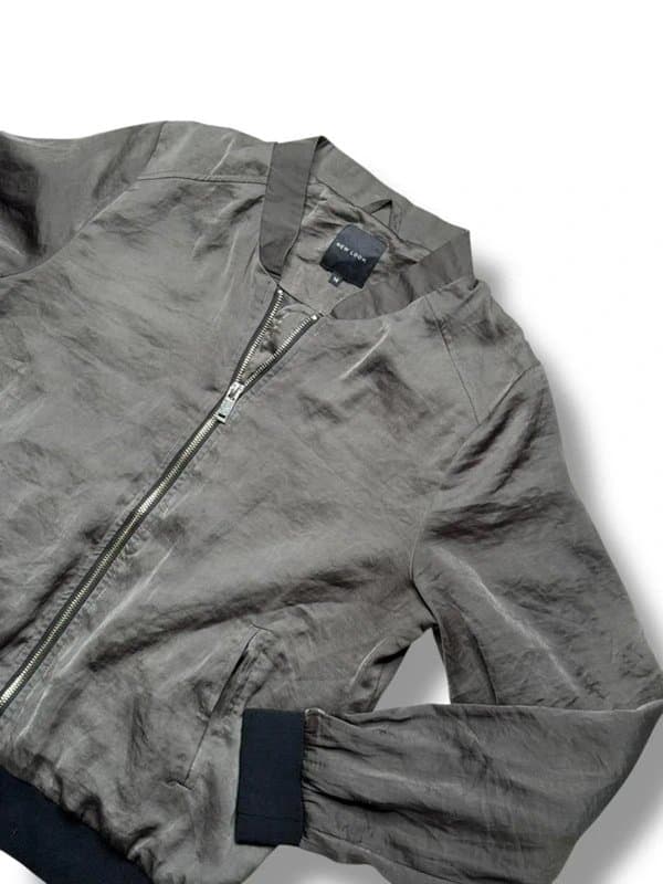 New Look New Look Khaki Satin Bomber Jacket UK 14 Lightweight Y2K Spring