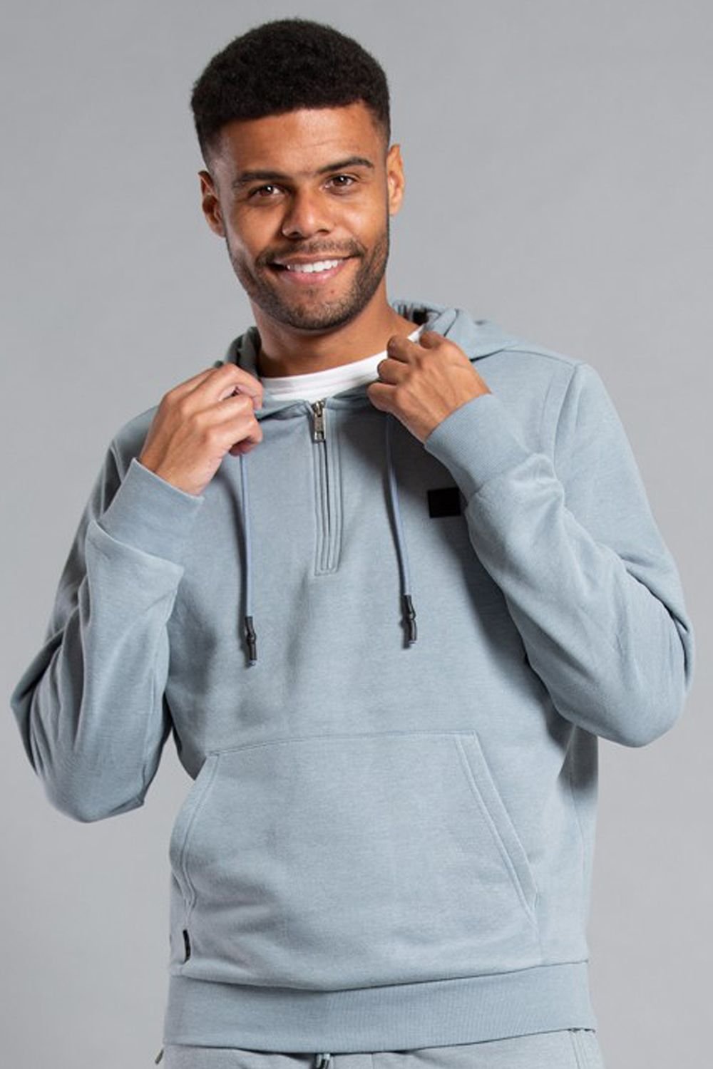Tokyo Laundry Tokyo Laundry Men's Cotton Blend Hoody with Neck Zip Fastening in Grey - 1