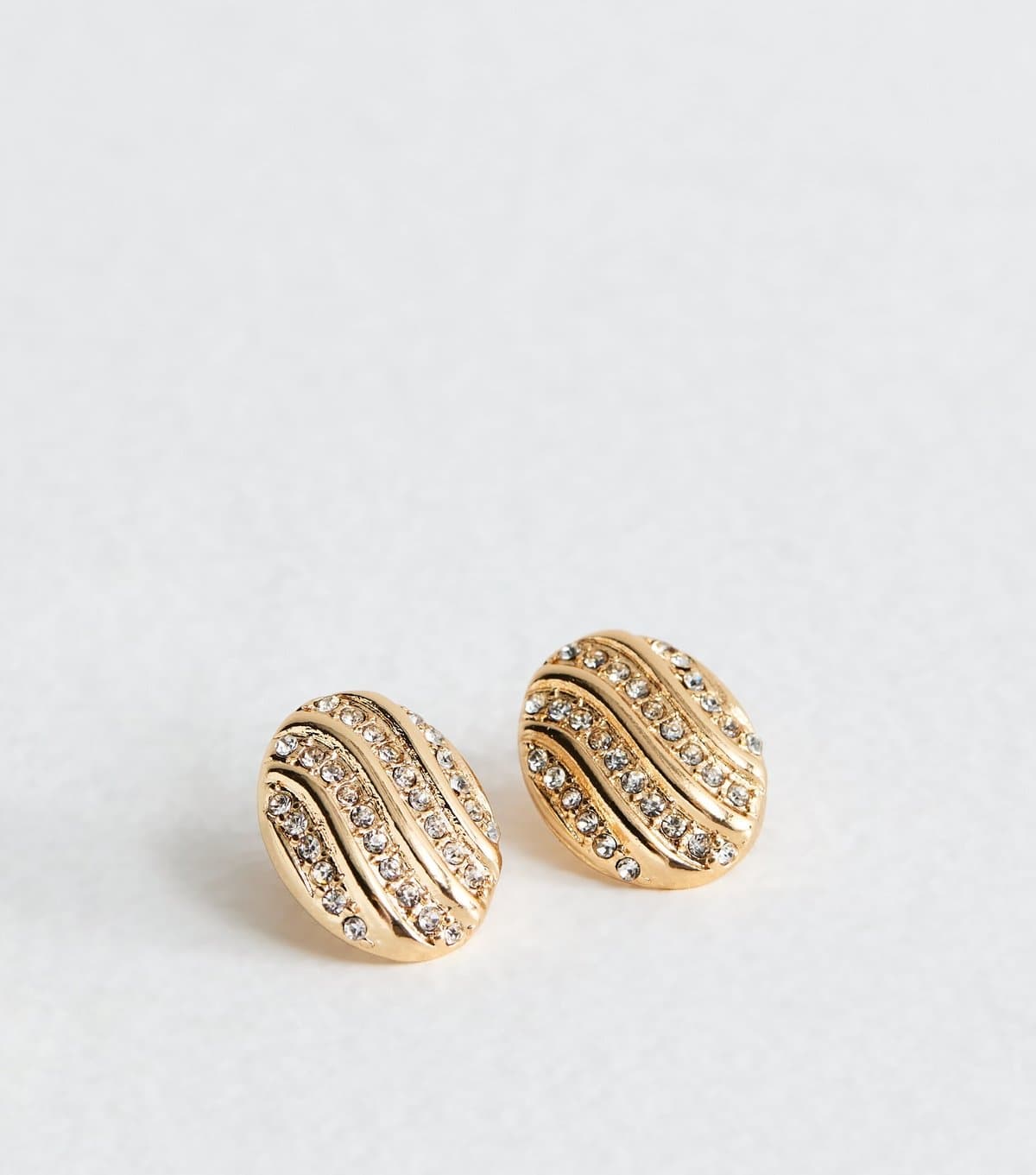 New Look Gold Tone Diamante Oval Stud Earrings New Look