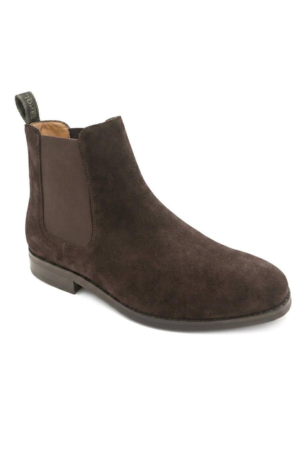 Jones Bootmaker Jones Bootmaker Men's DeakinWide Leather Chelsea Boots in Dark Brown