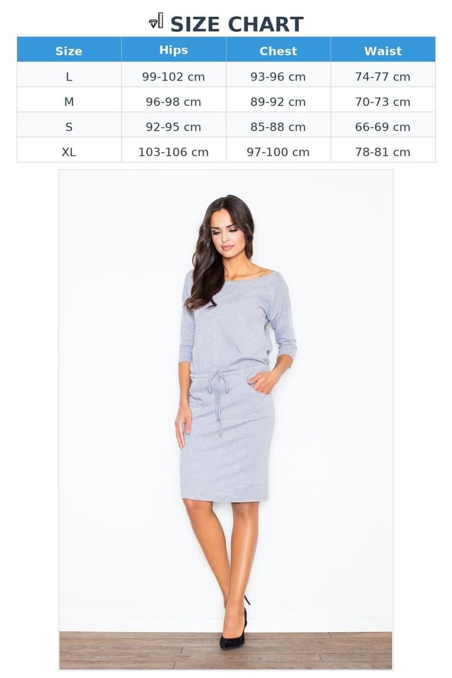 Love Lace Love Lace Women's Cotton Sweatshirt Dress with Adjustable Waist in Grey - 3