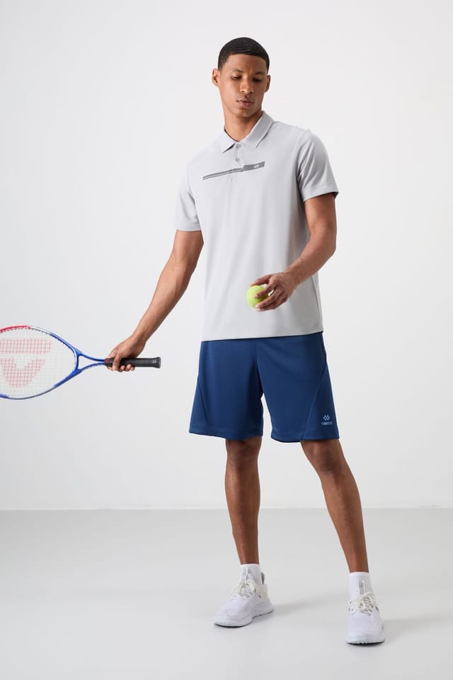 Tommy Life Tommy Life Men's Polo Collar Button T-Shirt in Light Grey - 2