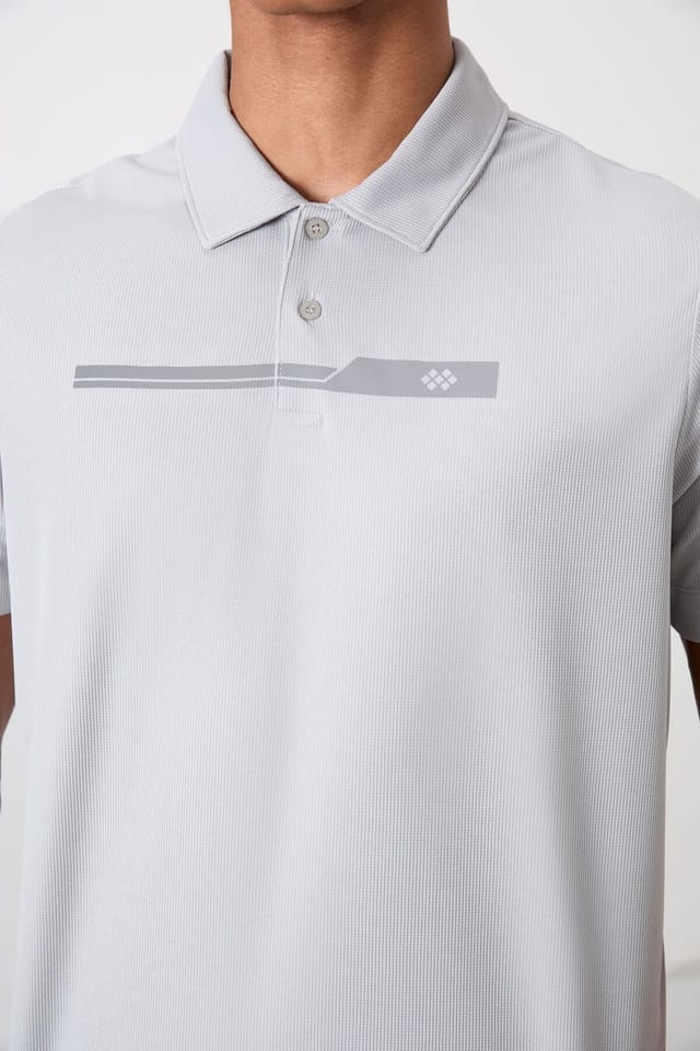 Tommy Life Tommy Life Men's Polo Collar Button T-Shirt in Light Grey - 3