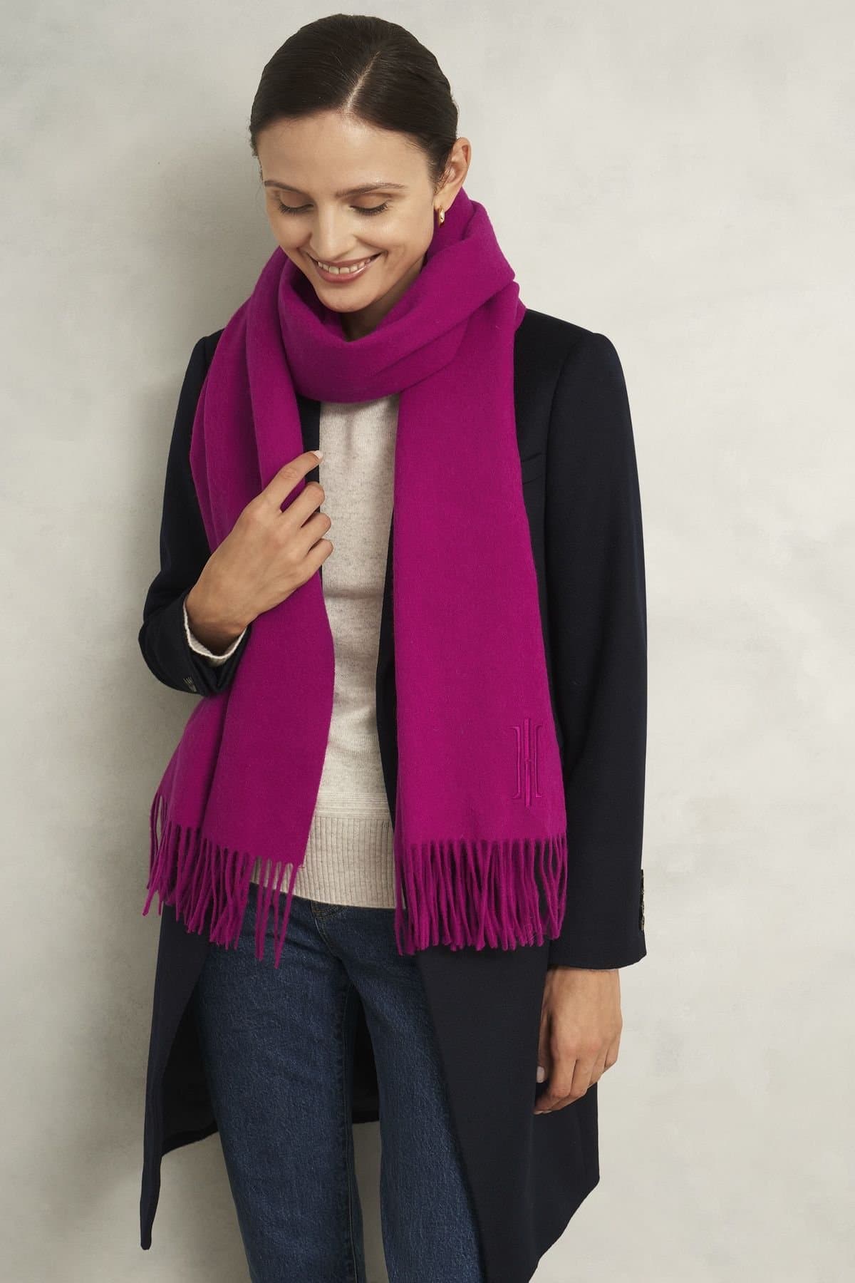 Hobbs London Hobbs London Fuchsia 100% Wool Scarf